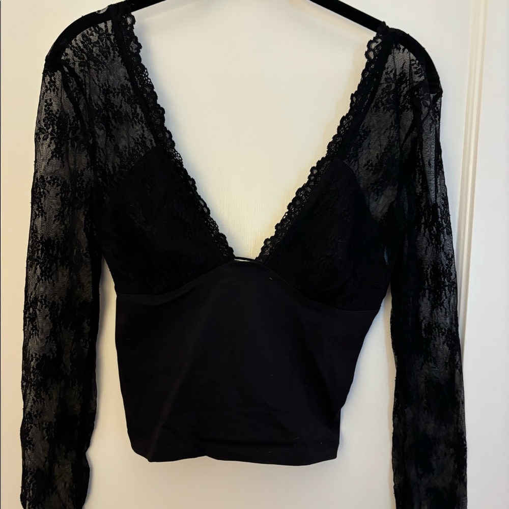 Free People black cropped shirt